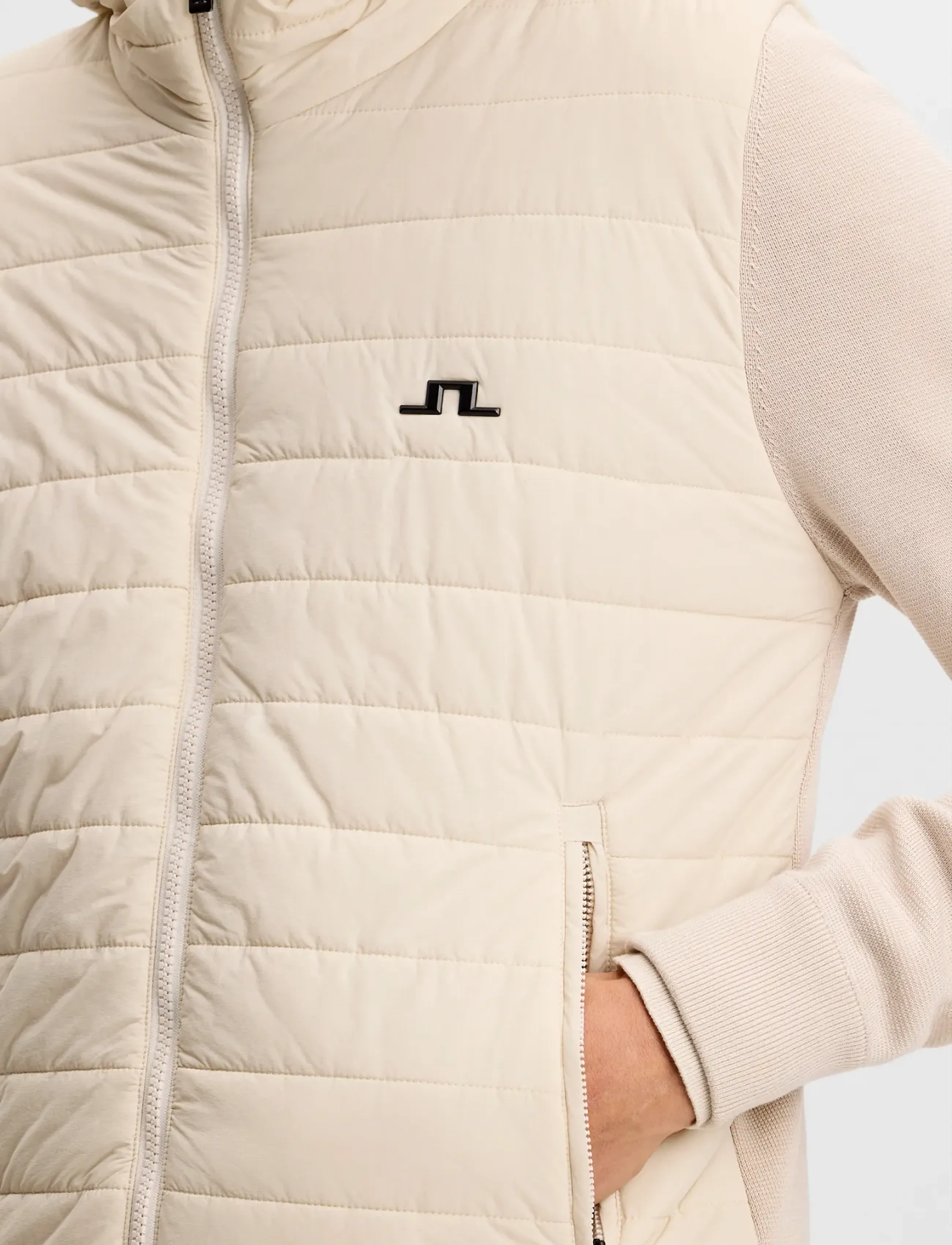 J. Lindeberg - Ebbe Hybrid Knit Hoodie - golfjakker - moonbeam - 4