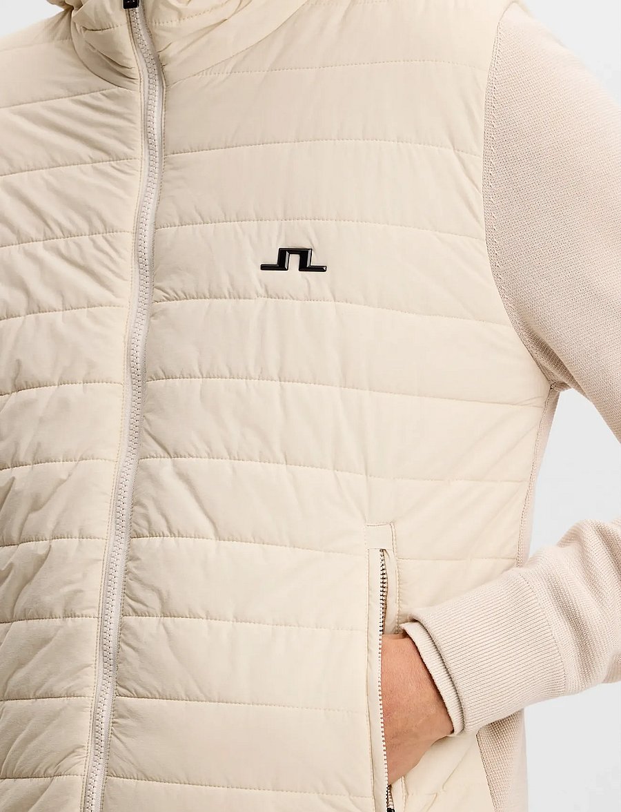 J. Lindeberg - Ebbe Hybrid Knit Hoodie - golfjakker - moonbeam - 4