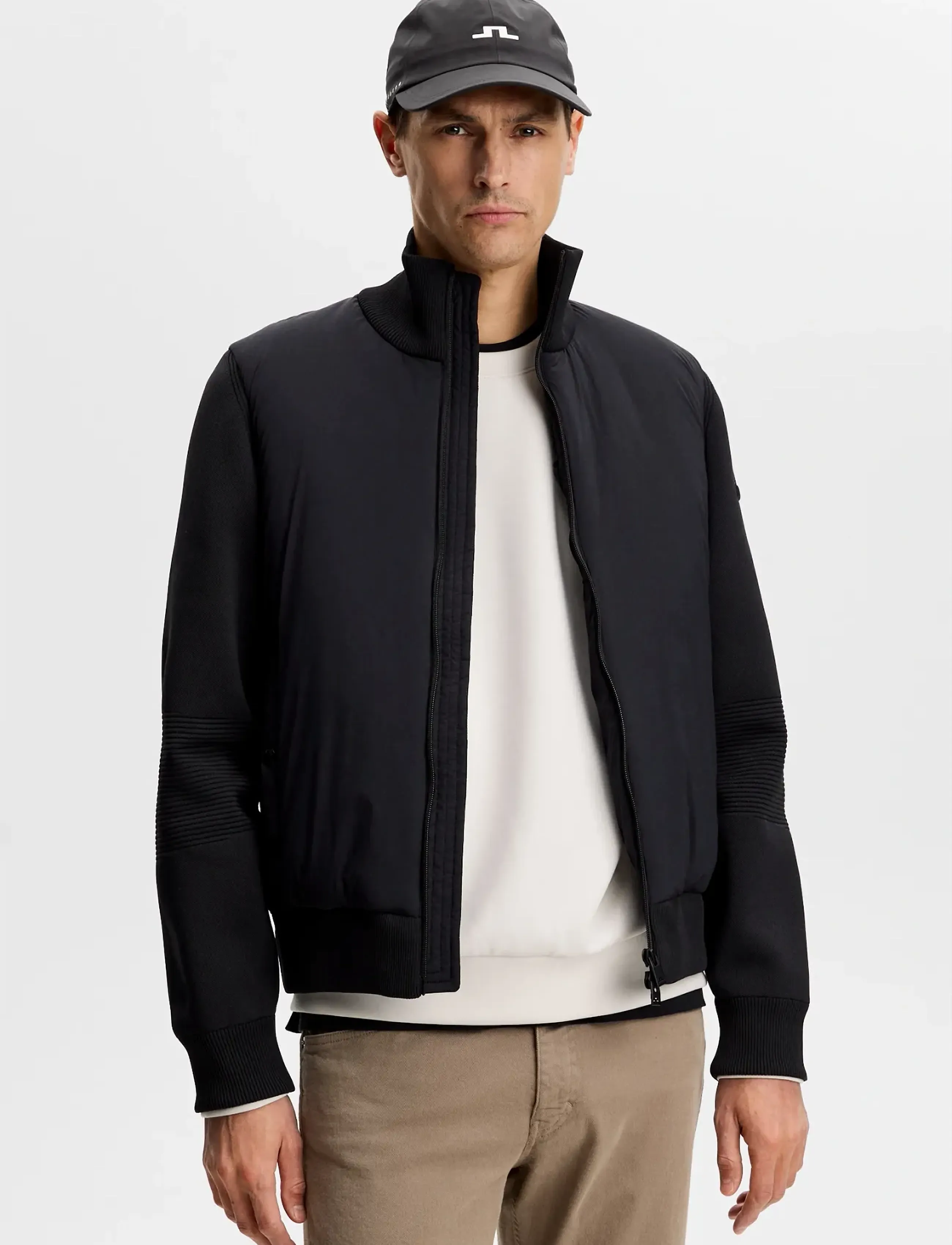 J. Lindeberg Ebbe Tech Knit Hybrid, M, Black, Sport Jackets > Sport Golf Jackets, Herre