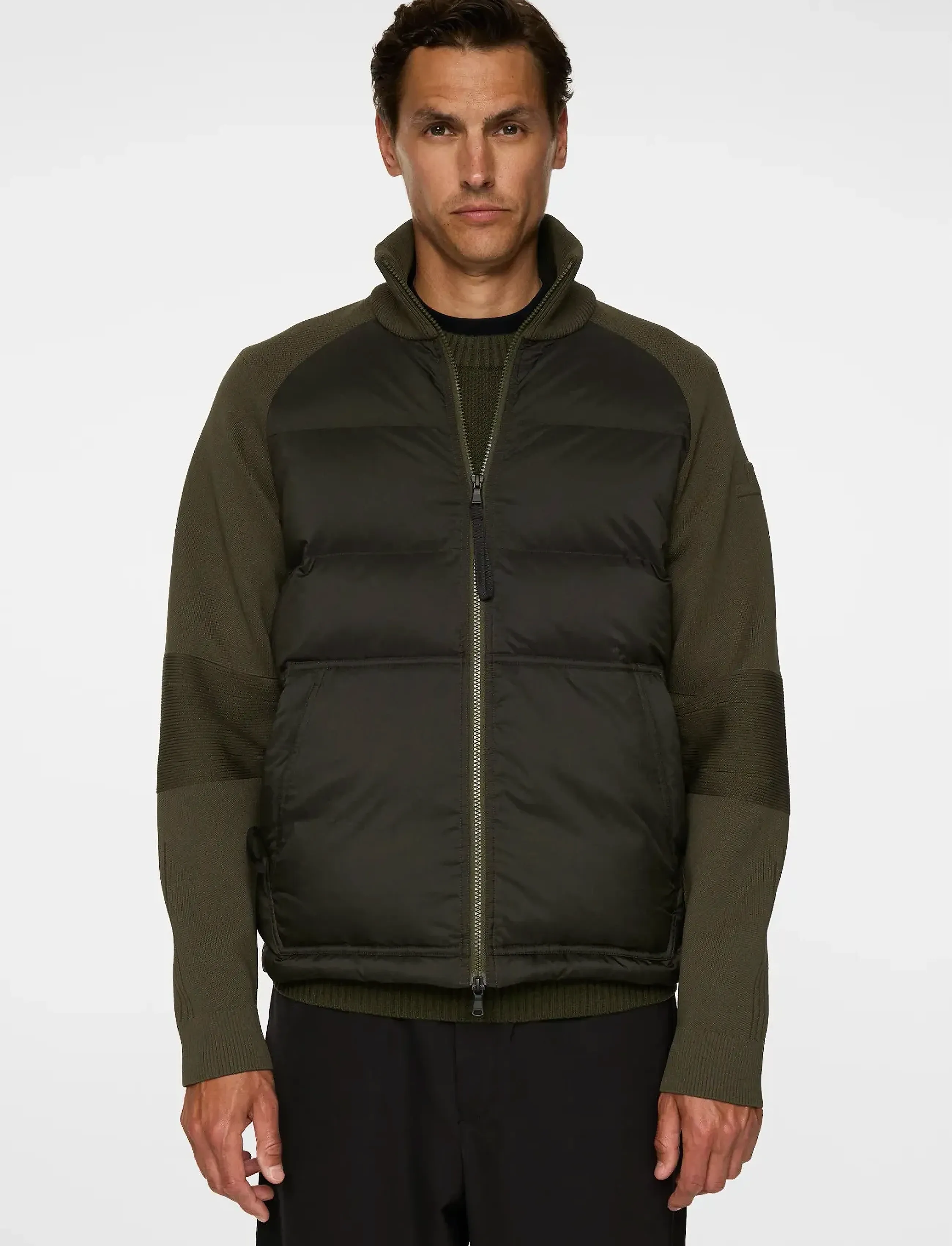 J. Lindeberg Dome Knit Hybrid Jacket, L, Jackets, Khakigrün - Männerswear