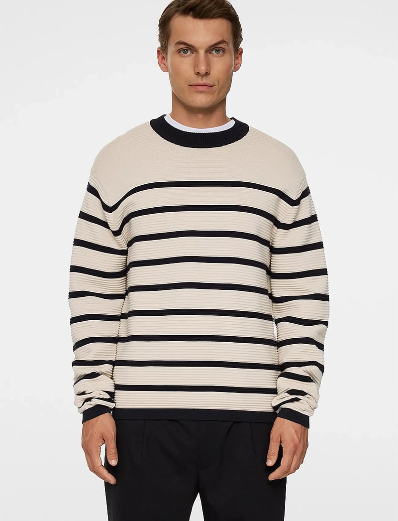 J. Lindeberg - Sawyer Stripe Crew Neck - rundhals - moonbeam - 0