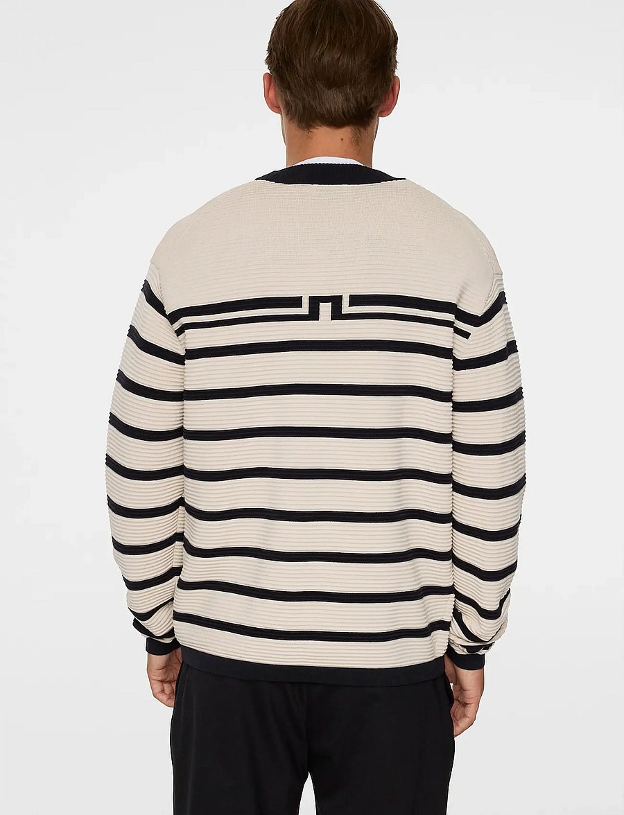J. Lindeberg - Sawyer Stripe Crew Neck - rund hals - moonbeam - 3