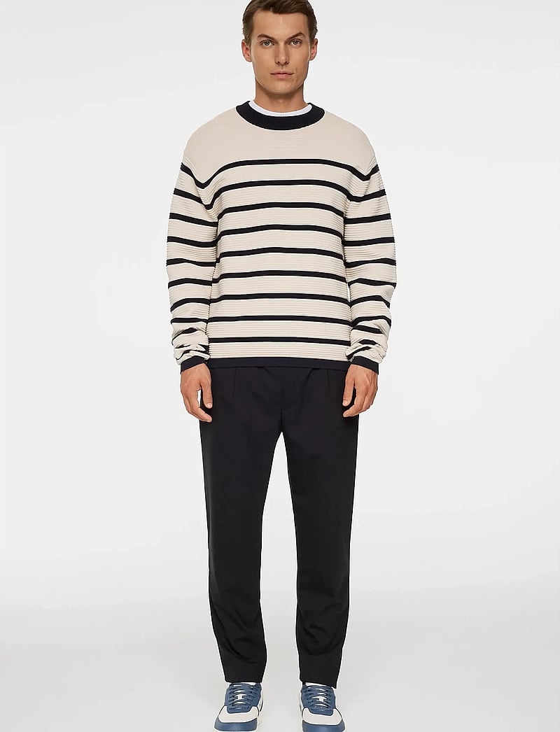J. Lindeberg - Sawyer Stripe Crew Neck - rundhals - moonbeam - 4