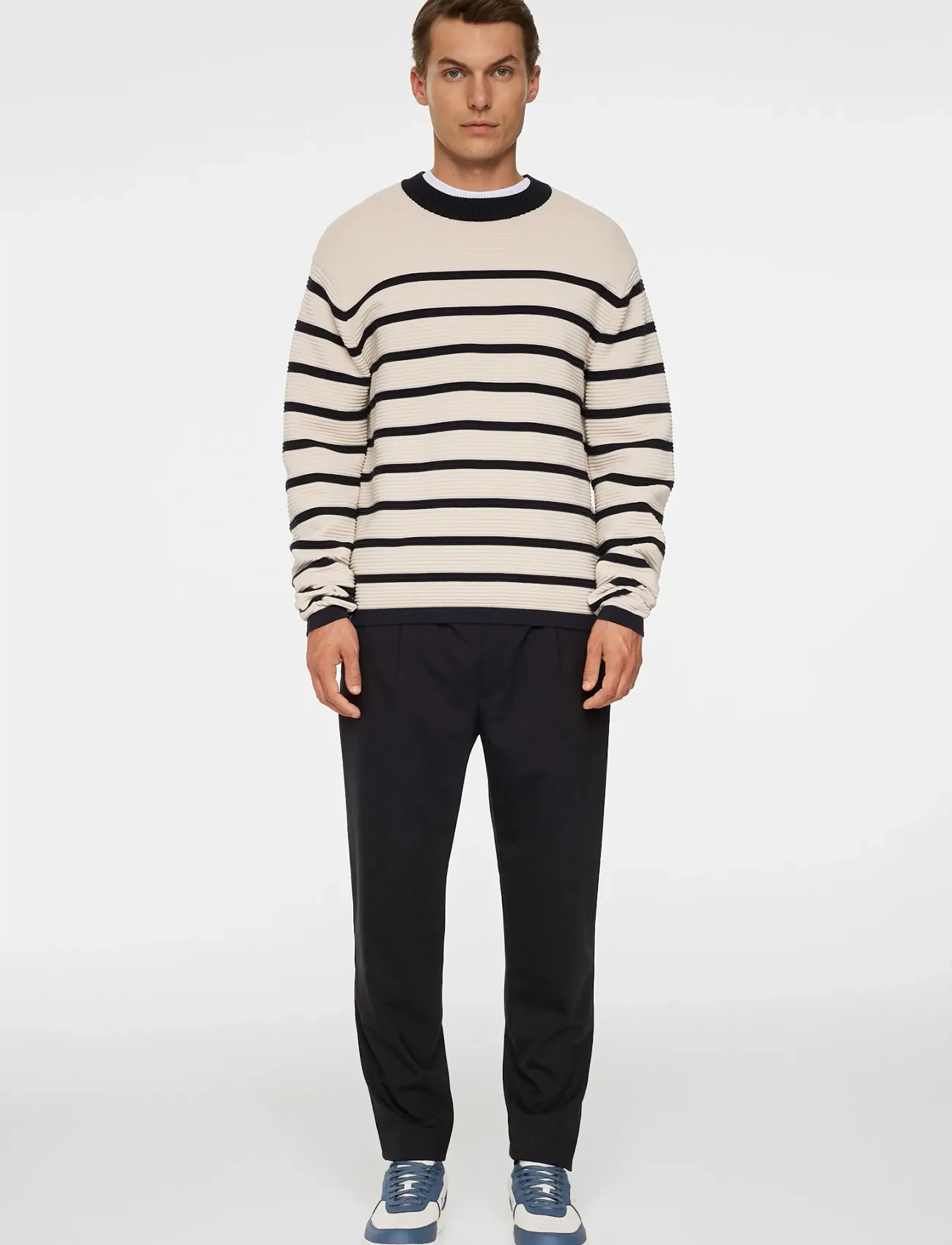 J. Lindeberg - Sawyer Stripe Crew Neck - rund hals - moonbeam - 4