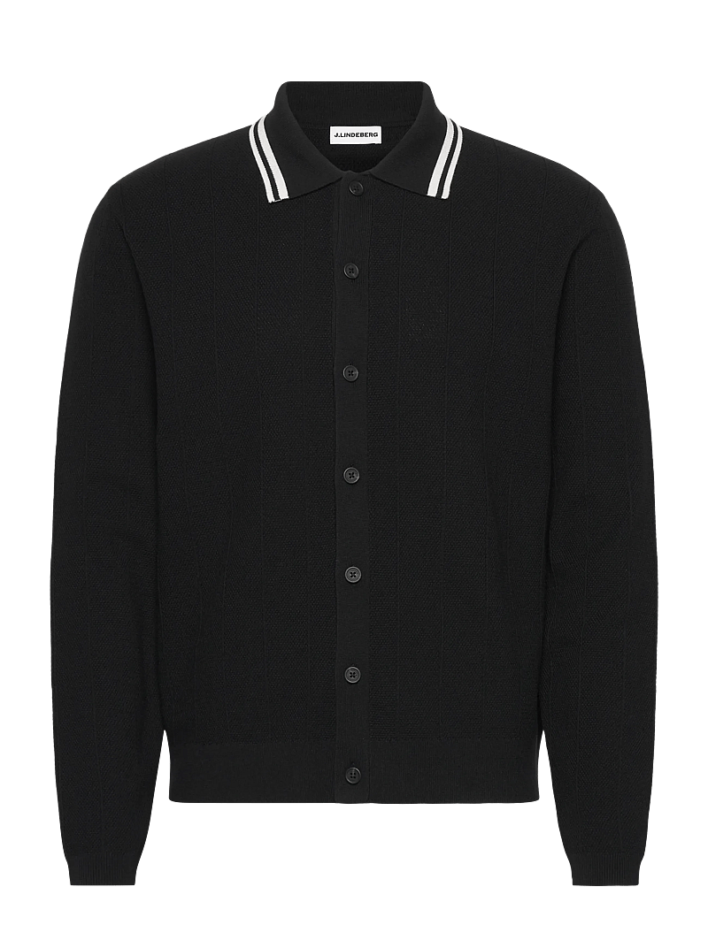 J. Lindeberg - Willem Structure Polo Cardigan - koftor - black - 0