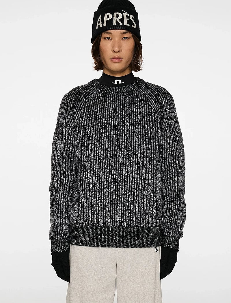 J. Lindeberg - Fred Knitted Crew Neck - rundhalsad - dark grey melange - 0