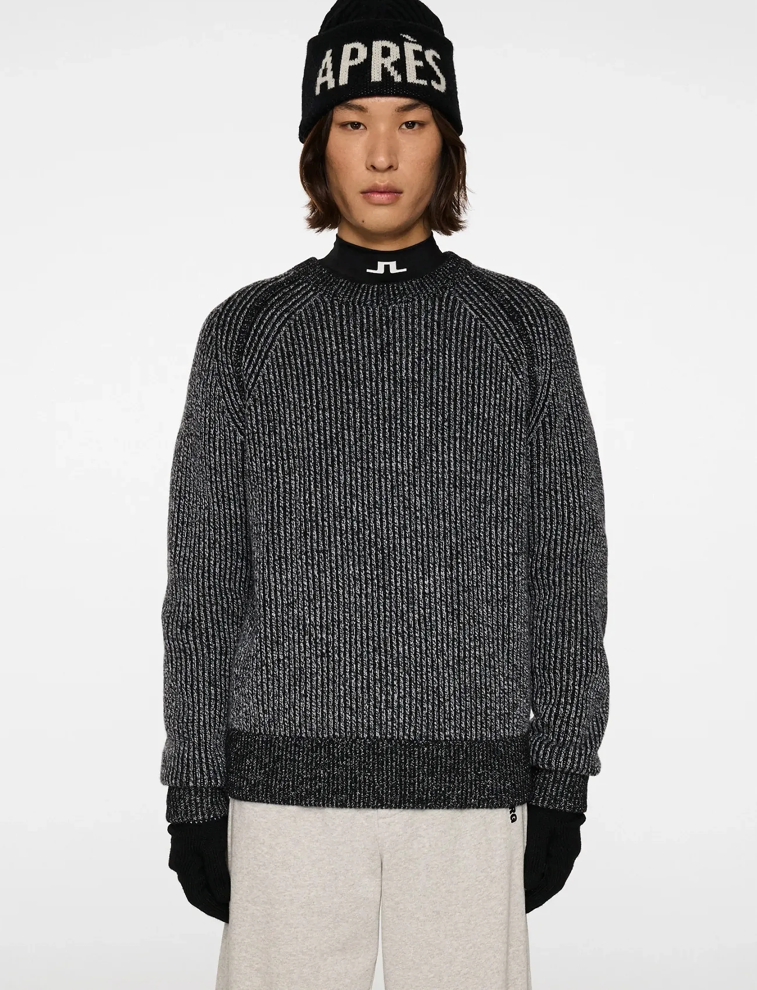 J. Lindeberg Fred Knitted Crew Neck - Strickmode - DARK GREY MELANGE / grey