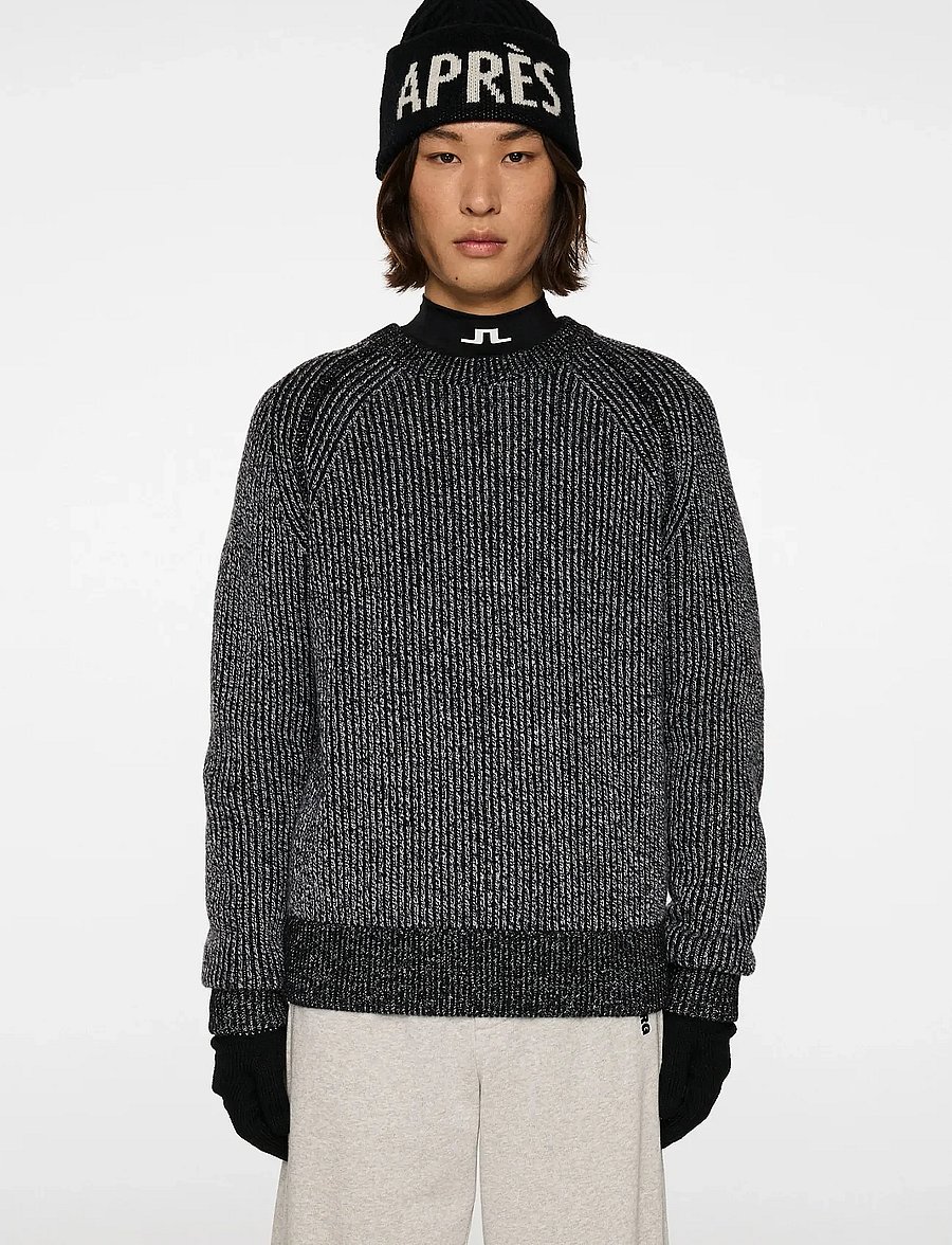 J. Lindeberg - Fred Knitted Crew Neck - rund hals - dark grey melange - 0