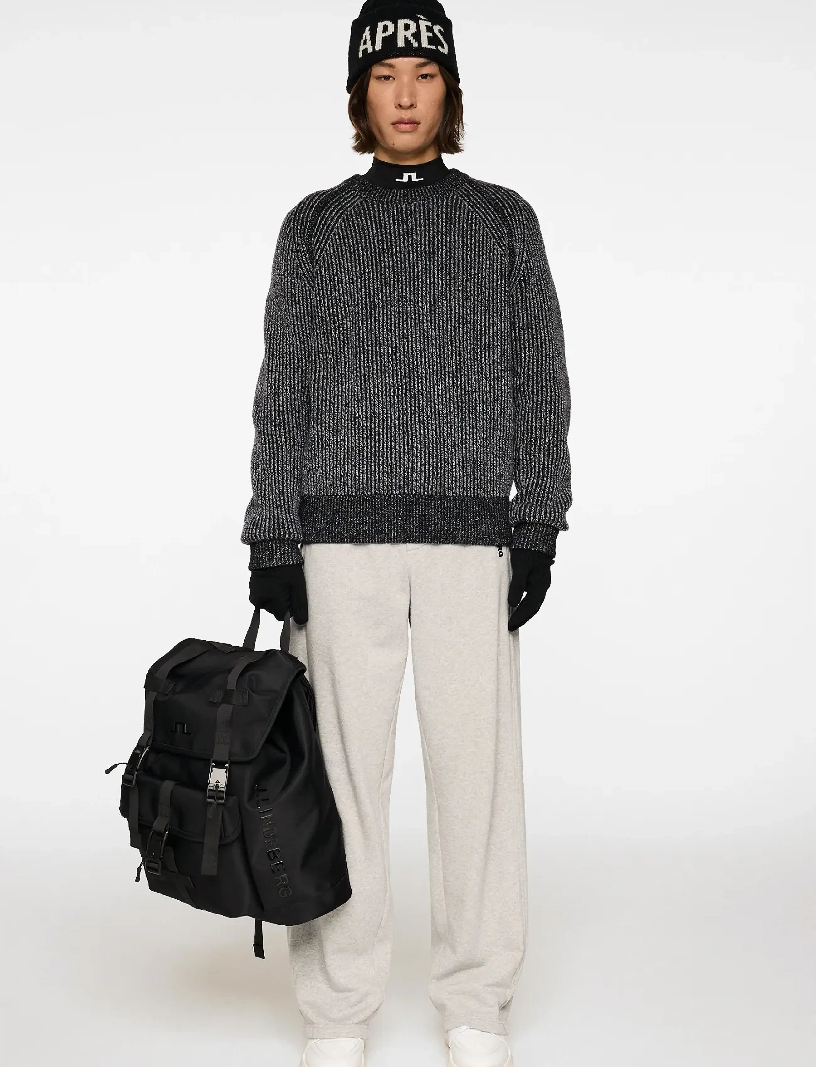 J. Lindeberg - Fred Knitted Crew Neck - knitted round necks - dark grey melange - 4