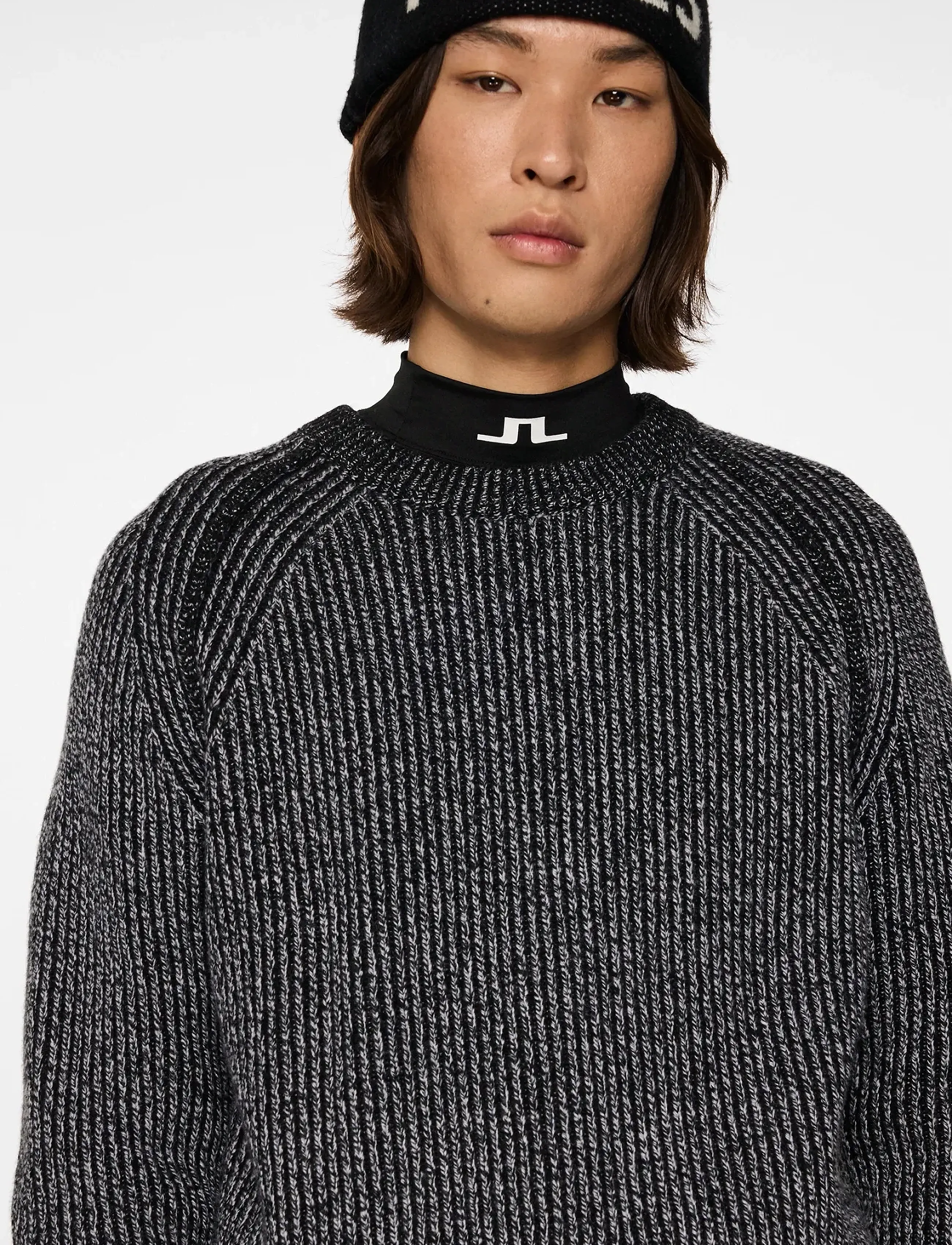 J. Lindeberg - Fred Knitted Crew Neck - knitted round necks - dark grey melange - 5
