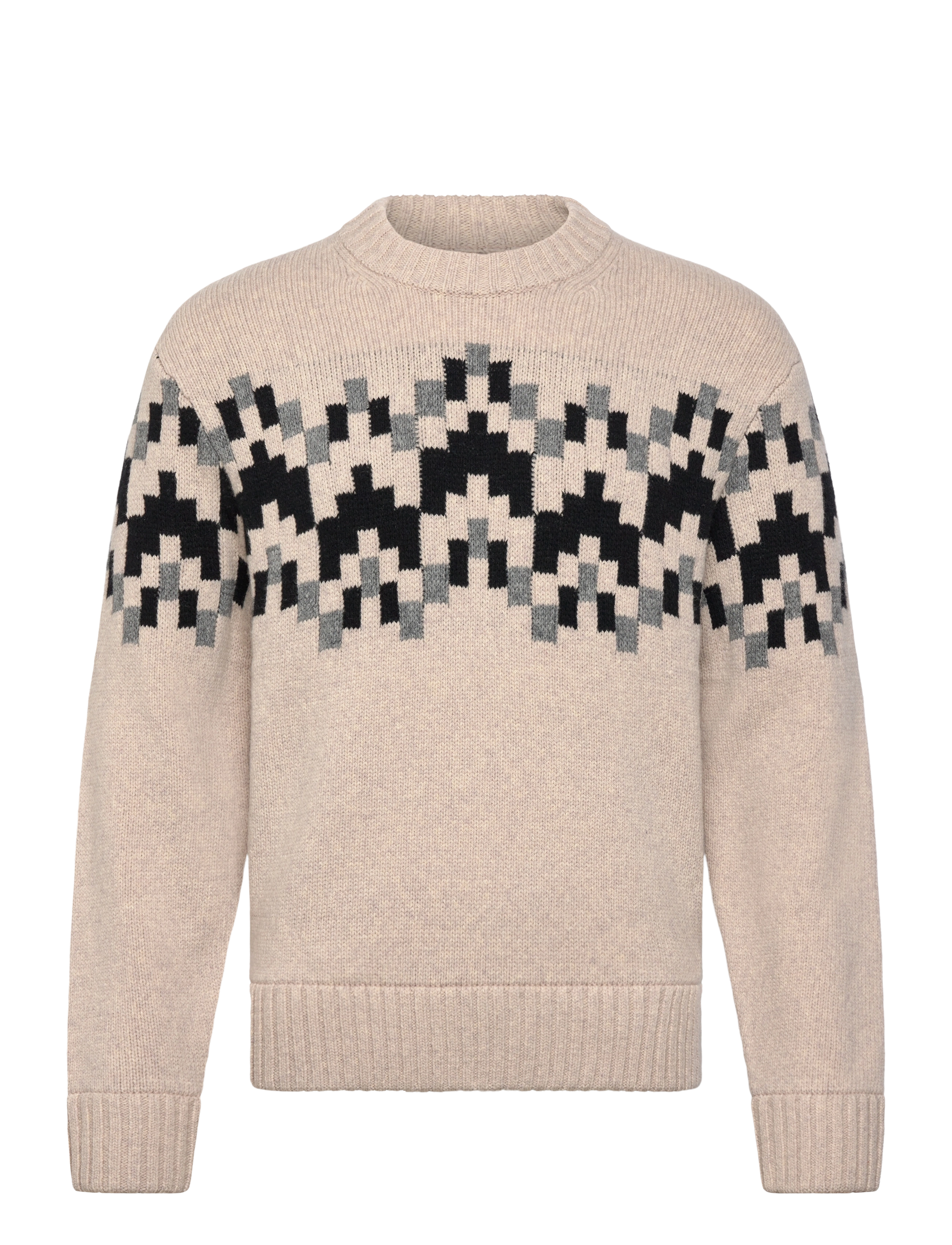 Faris Fair Isle Knit Sweater - MOONBEAM