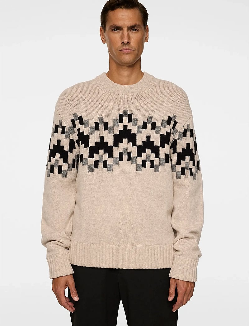 J. Lindeberg - Faris Fair Isle Knit Sweater - rundhalsad - moonbeam - 0