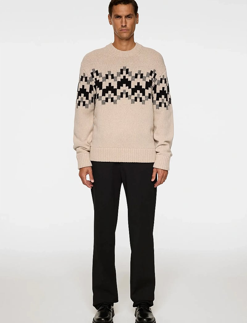 J. Lindeberg - Faris Fair Isle Knit Sweater - rundhalsad - moonbeam - 4