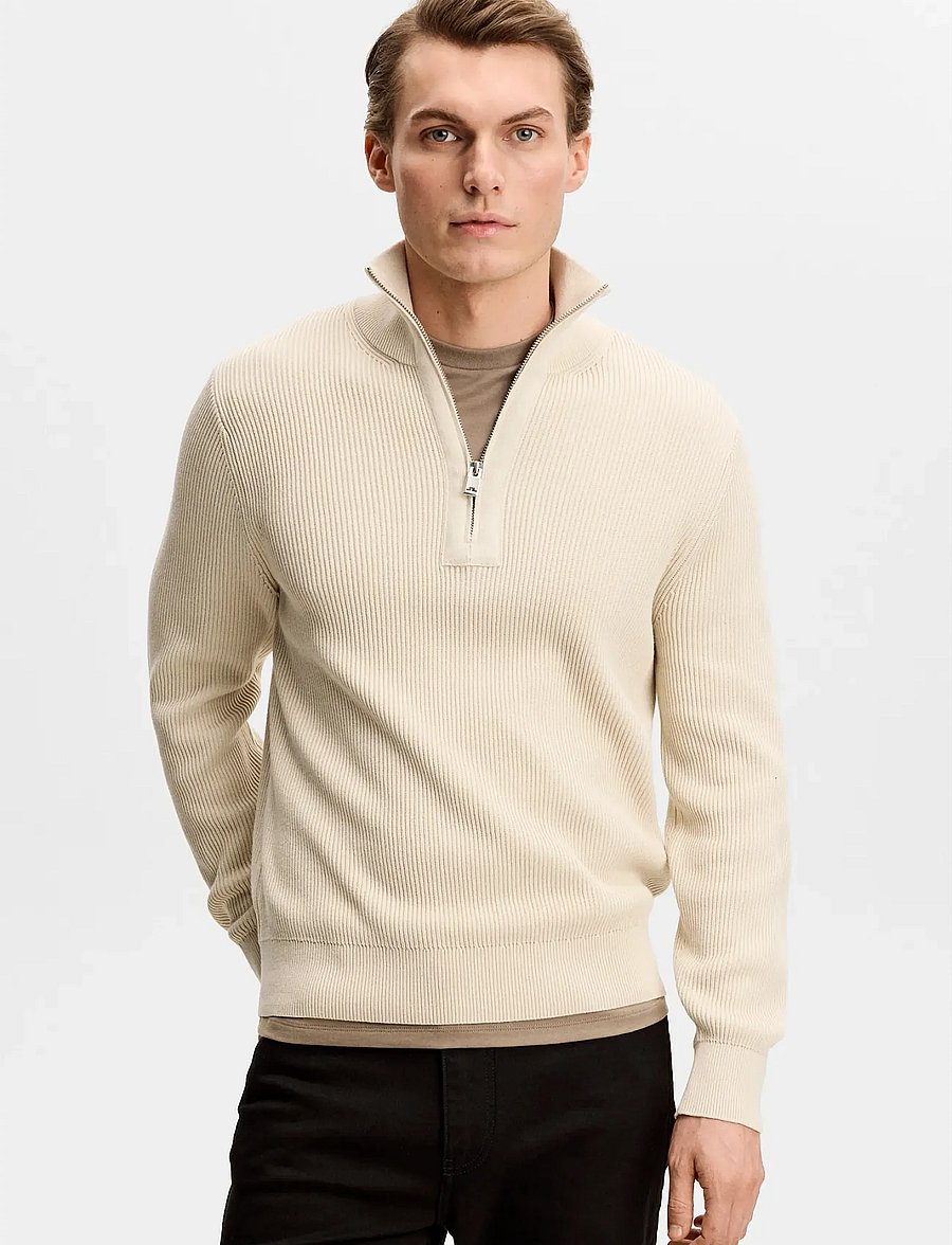 J. Lindeberg - Alex Half Zip Knitted Sweater - half zip-tröjor - moonbeam - 0