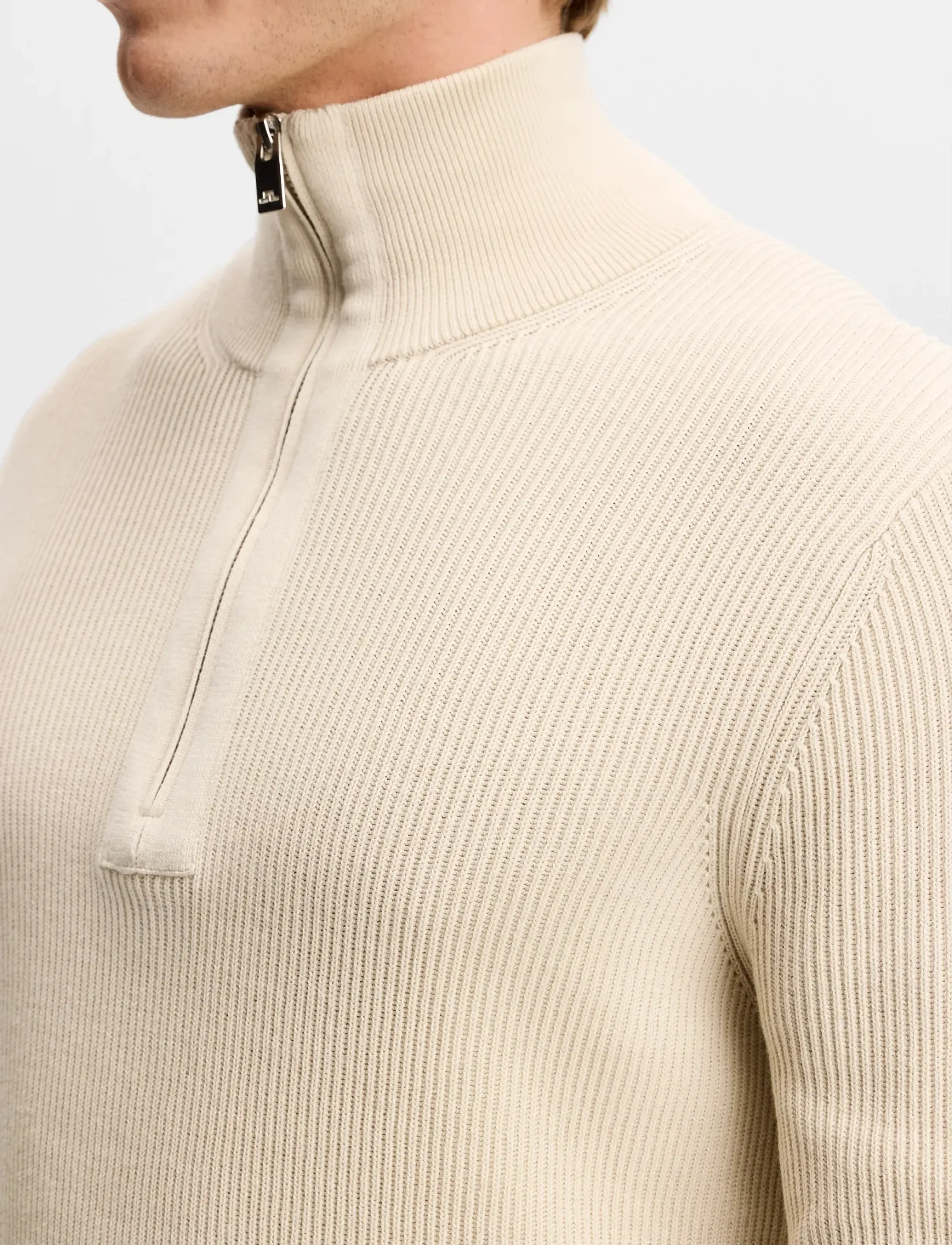 J. Lindeberg - Alex Half Zip Knitted Sweater - tõmblukk-kaelusega dressipluusid - moonbeam - 4