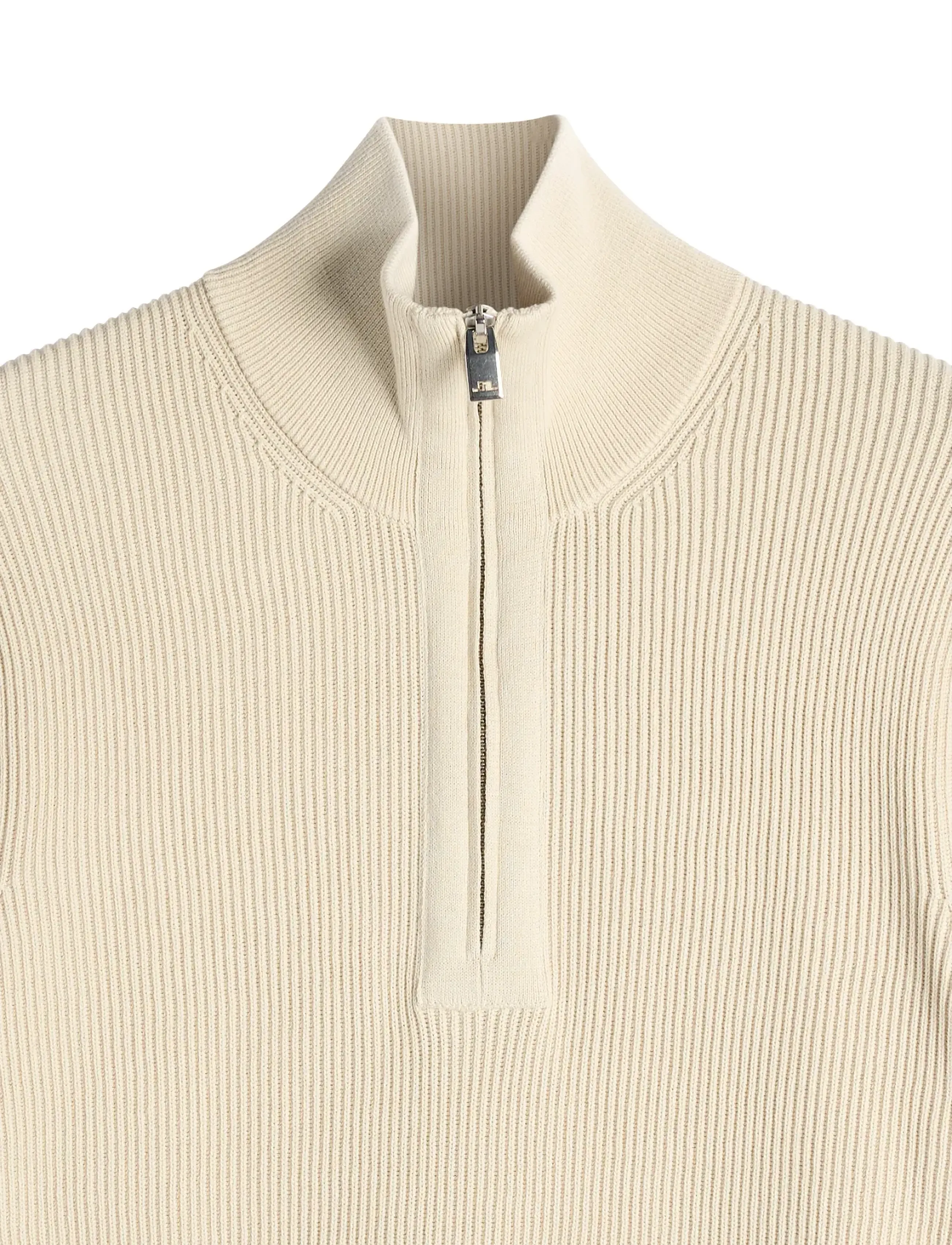 J. Lindeberg Alex Half Zip Knitted Sweater - Pullover mit halbem Reißverschluss - MOONBEAM / beige