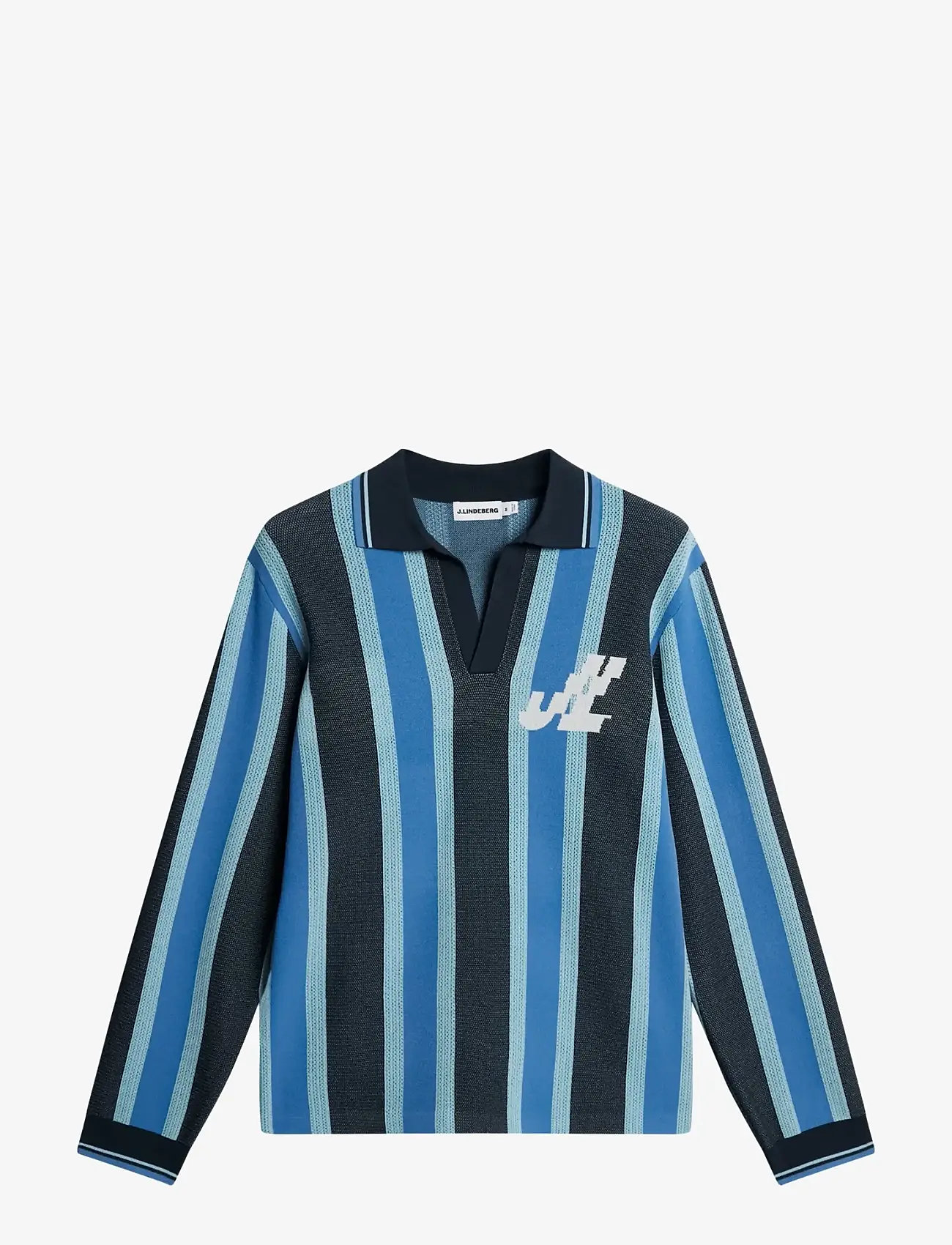 J. Lindeberg - Silas Stripe Polo Knit - poloer i strik med lange ærmer - jl navy - 1