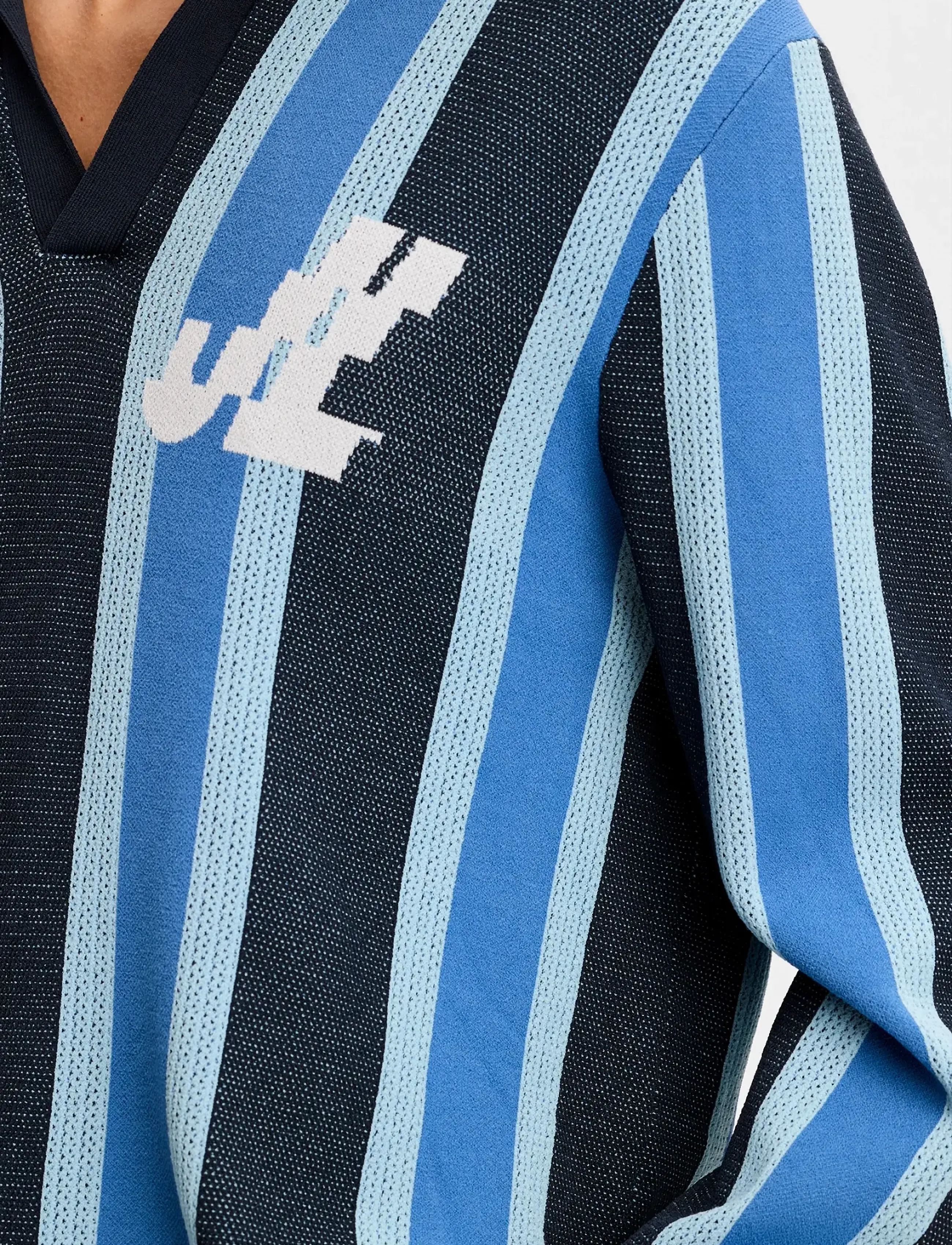 J. Lindeberg - Silas Stripe Polo Knit - långärmade stickade pikétröjor - jl navy - 4