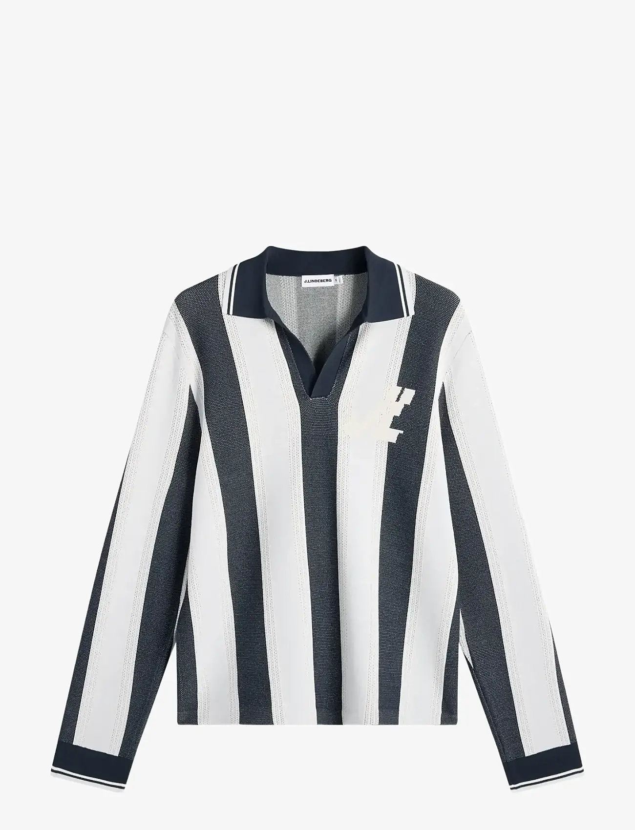 J. Lindeberg - Silas Stripe Polo Knit - poloer i strik med lange ærmer - skywriting - 1