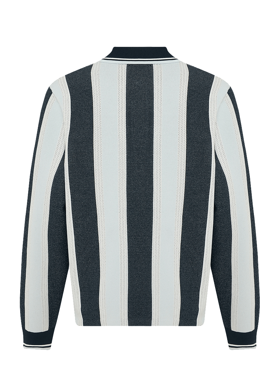 J. Lindeberg - Silas Stripe Polo Knit - langärmelige strick-polohemden - skywriting - 2