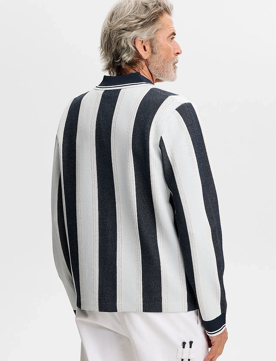 J. Lindeberg - Silas Stripe Polo Knit - langärmelige strick-polohemden - skywriting - 3