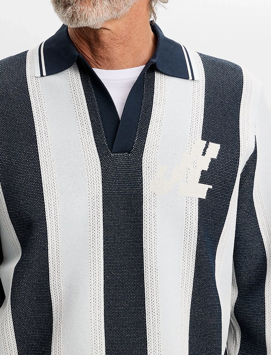 J. Lindeberg - Silas Stripe Polo Knit - langärmelige strick-polohemden - skywriting - 5