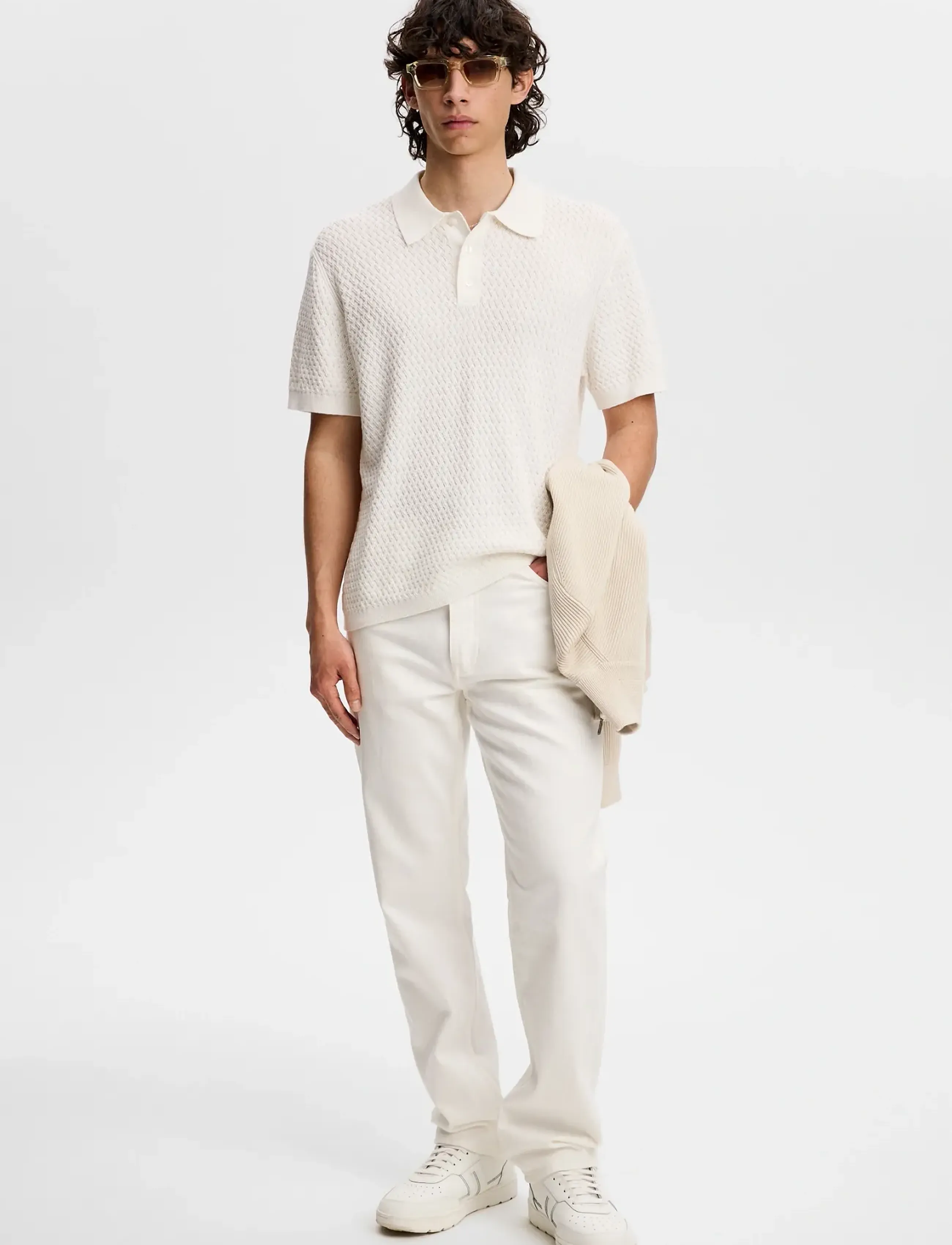 J. Lindeberg - Jacques Structure Knit Polo - kootud polosärgid - tofu - 3