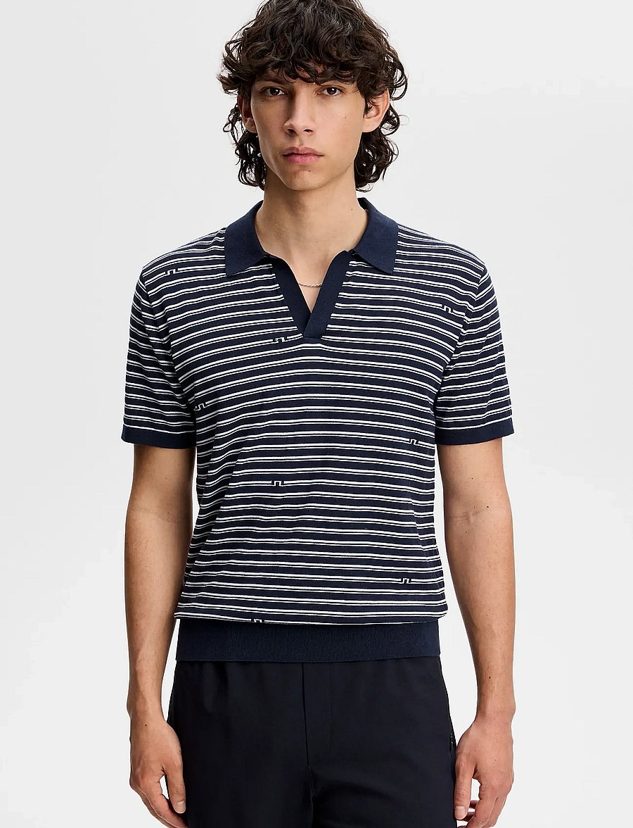 J. Lindeberg - Ben Structure Stripe Polo - piqueskjorter - bridge stripe navy - 0