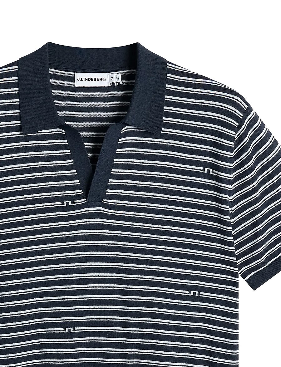 J. Lindeberg - Ben Structure Stripe Polo - piqueskjorter - bridge stripe navy - 5