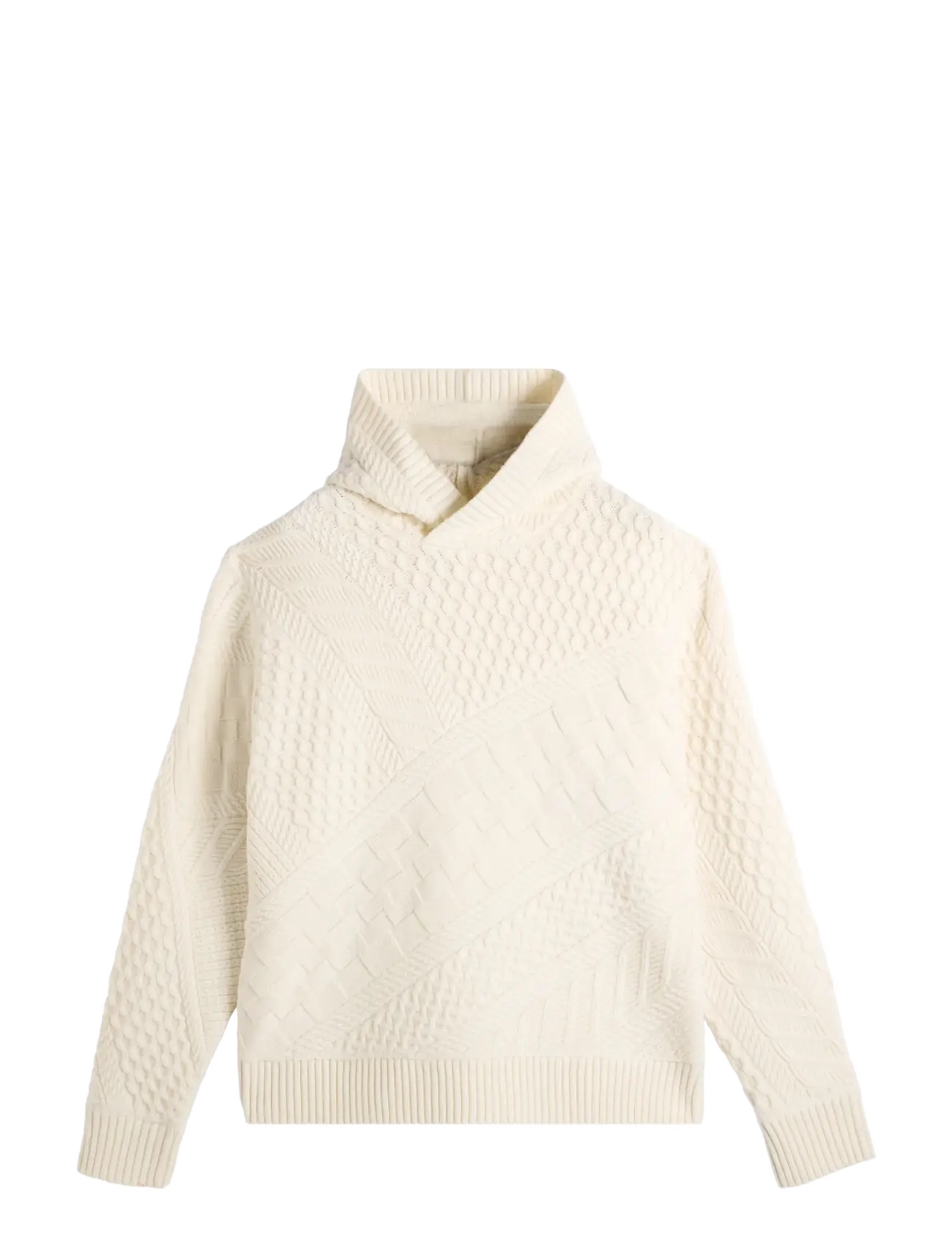 J. Lindeberg - Savio Cable Knit Hoodie - hættetrøjer - tofu - 1