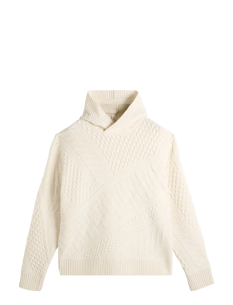 J. Lindeberg - Savio Cable Knit Hoodie - hættetrøjer - tofu - 1
