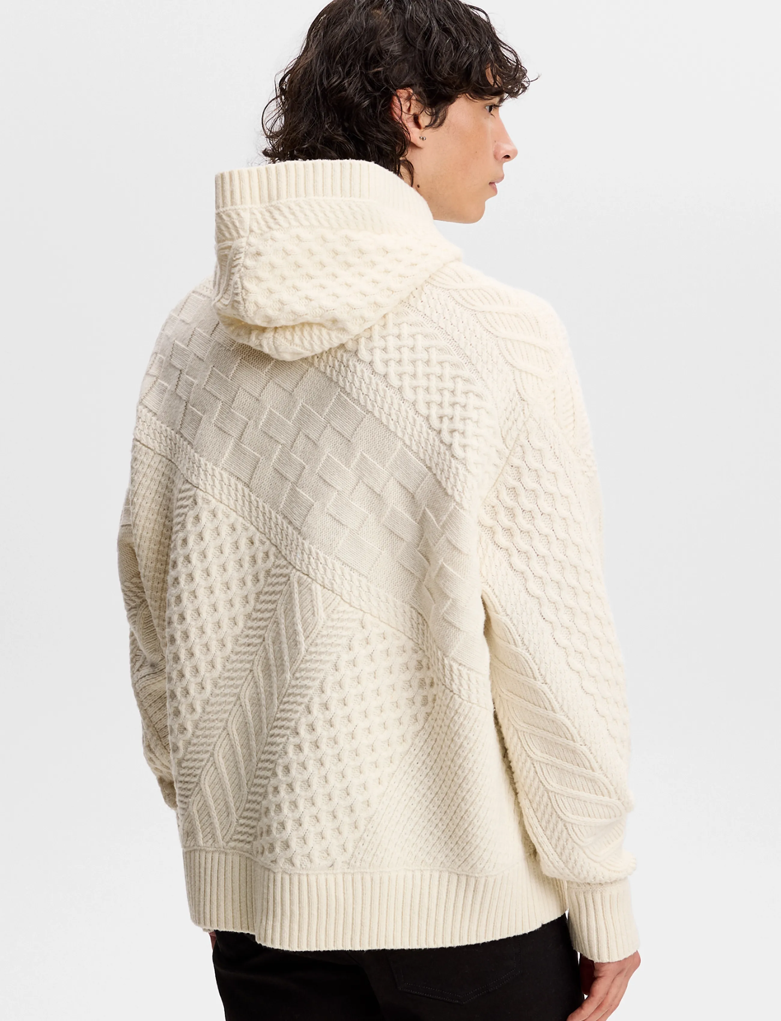 J. Lindeberg - Savio Cable Knit Hoodie - hættetrøjer - tofu - 3