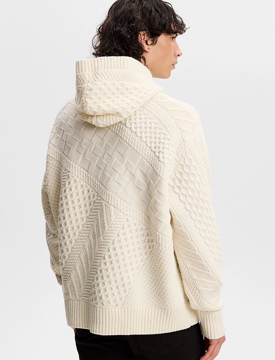 J. Lindeberg - Savio Cable Knit Hoodie - hættetrøjer - tofu - 3