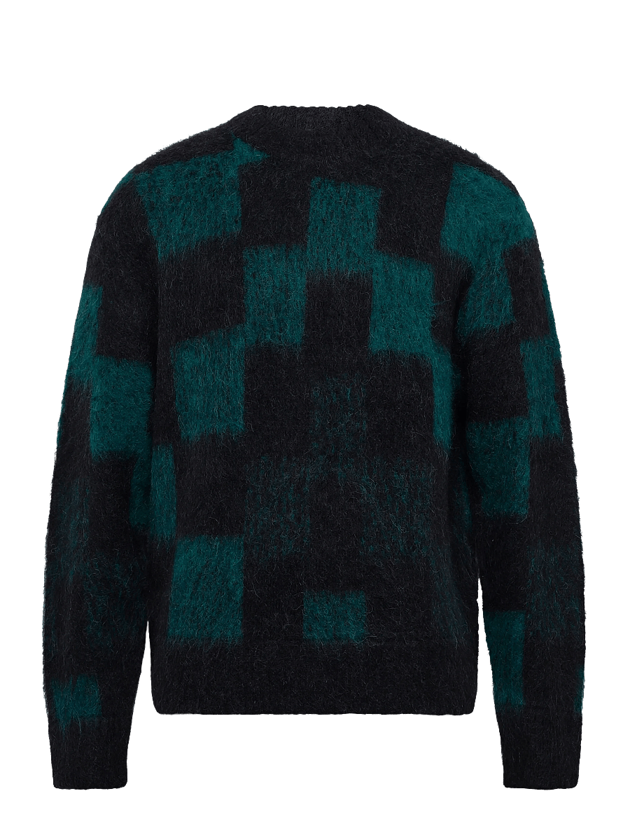 J. Lindeberg - Hank Hairy Graphic Knit Crew - rundhalsad - pixel stacked forest biome - 1