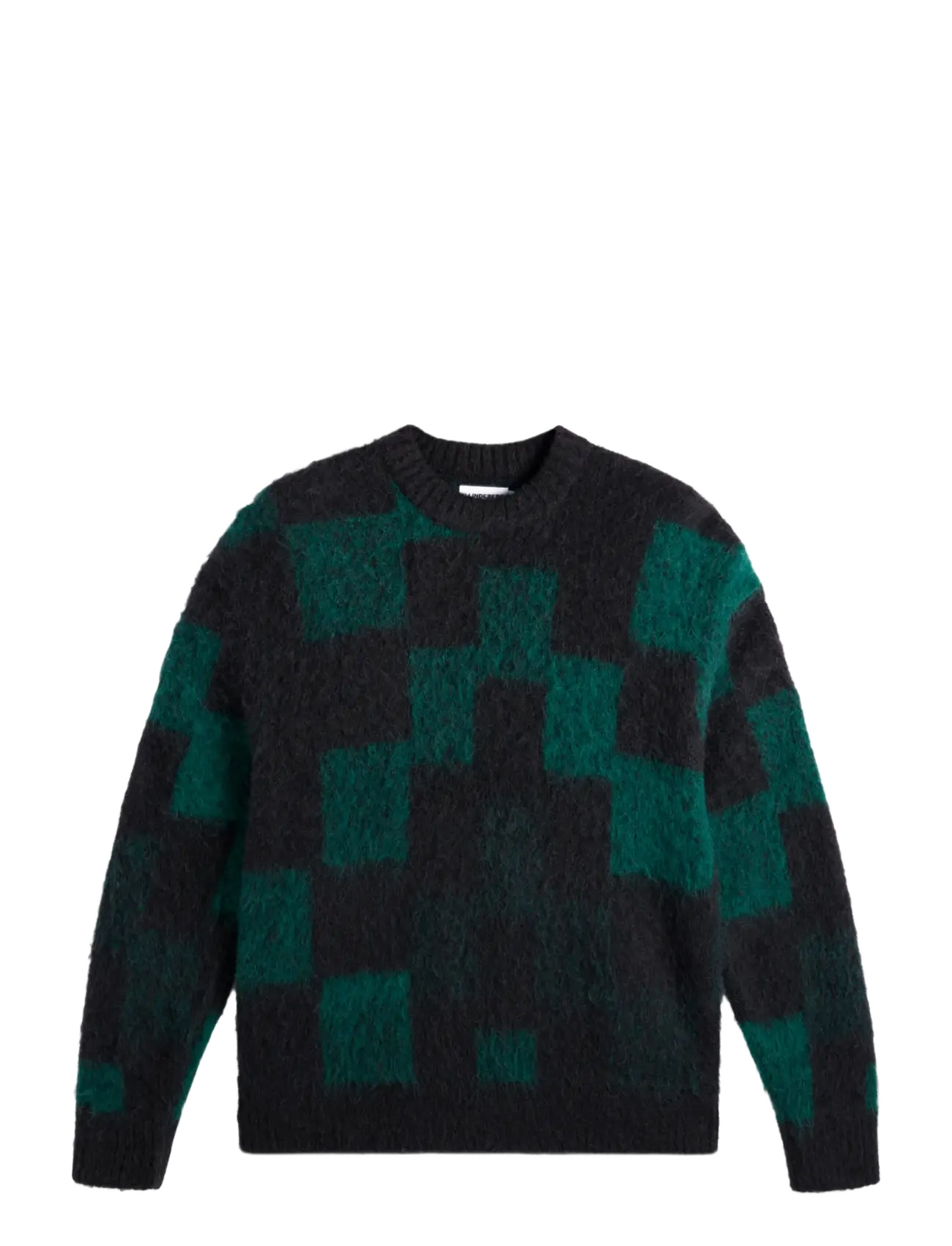 J. Lindeberg Hank Hairy Graphic Knit Crew - Stickat - PIXEL STACKED FOREST BIOME / green