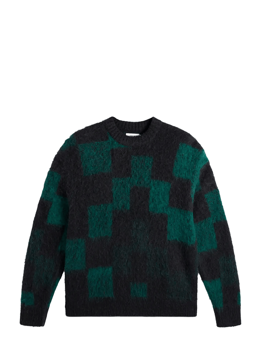 J. Lindeberg - Hank Hairy Graphic Knit Crew - rundhalsad - pixel stacked forest biome - 1