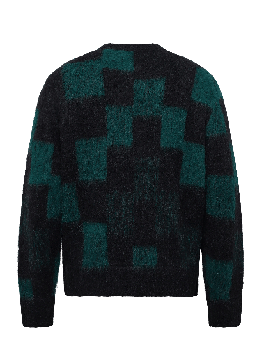 J. Lindeberg - Hank Hairy Graphic Knit Crew - rundhalsad - pixel stacked forest biome - 2