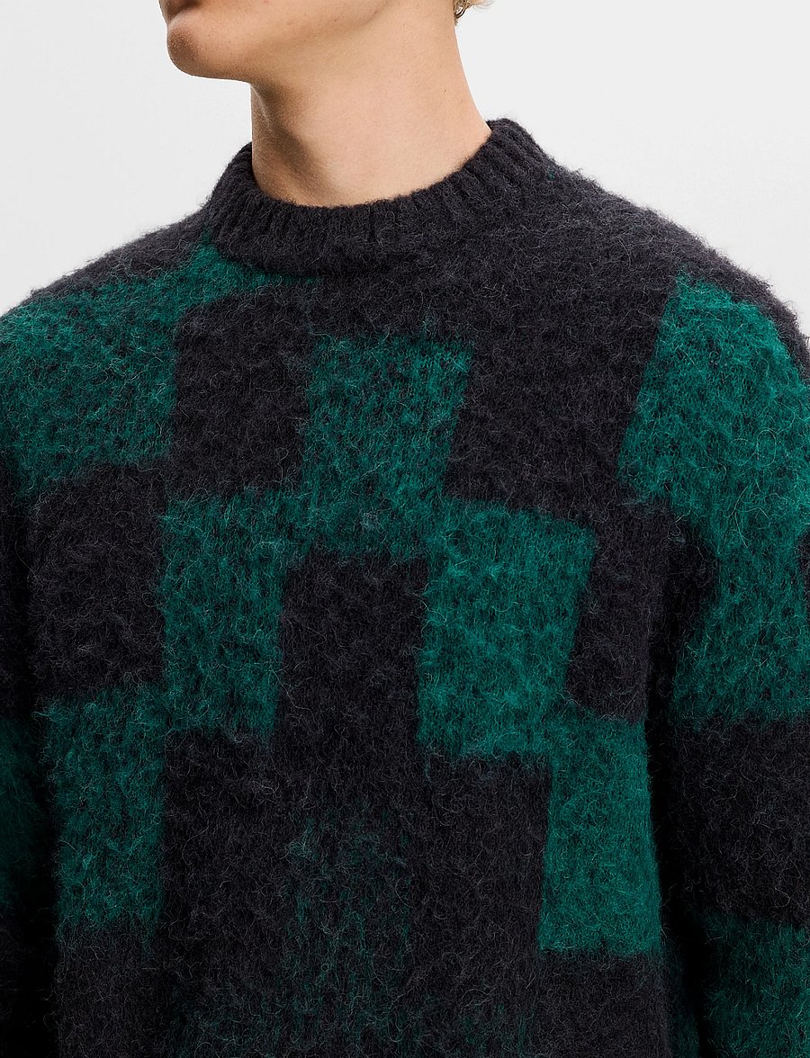J. Lindeberg - Hank Hairy Graphic Knit Crew - rundhalsad - pixel stacked forest biome - 4