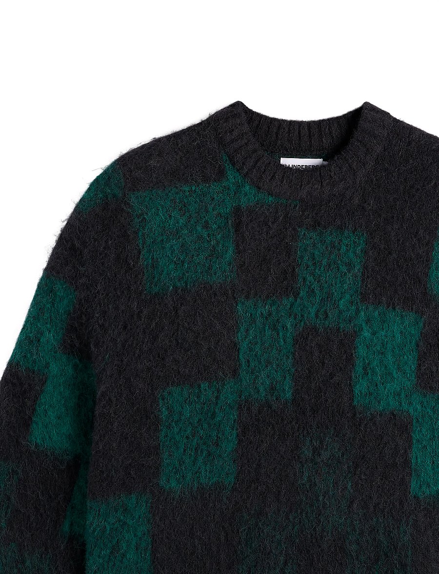 J. Lindeberg - Hank Hairy Graphic Knit Crew - rundhalsad - pixel stacked forest biome - 5