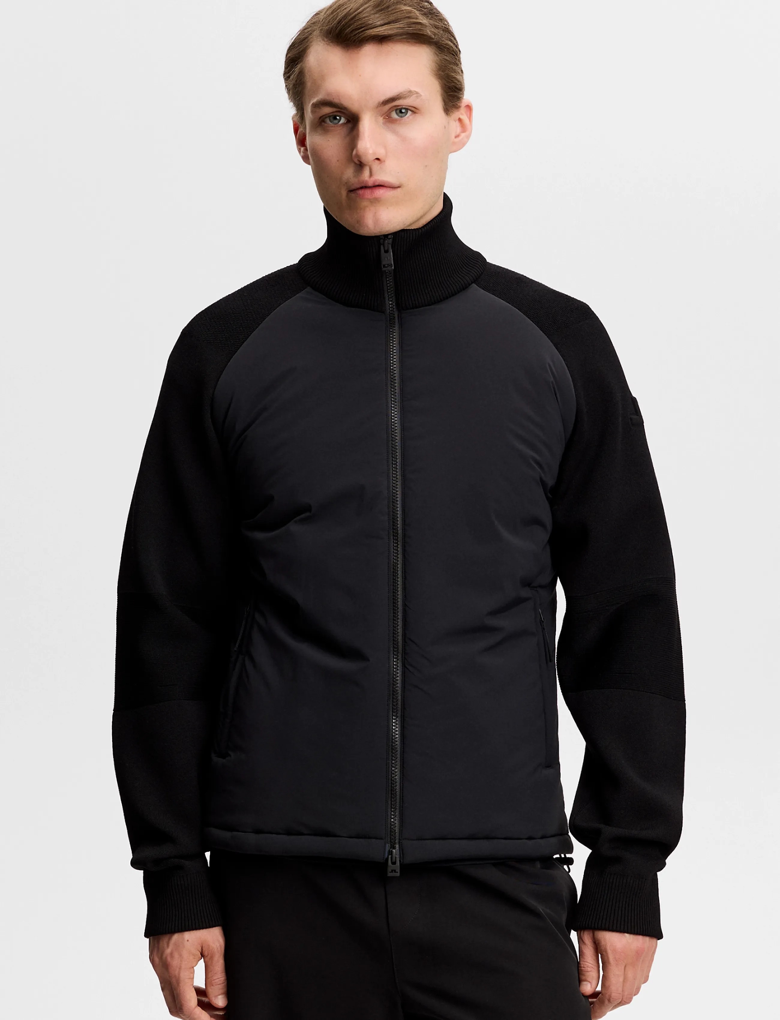 J. Lindeberg Aeron Knit Hybrid Jacket, M, Jackets, Schwarz - Padded Männerswear