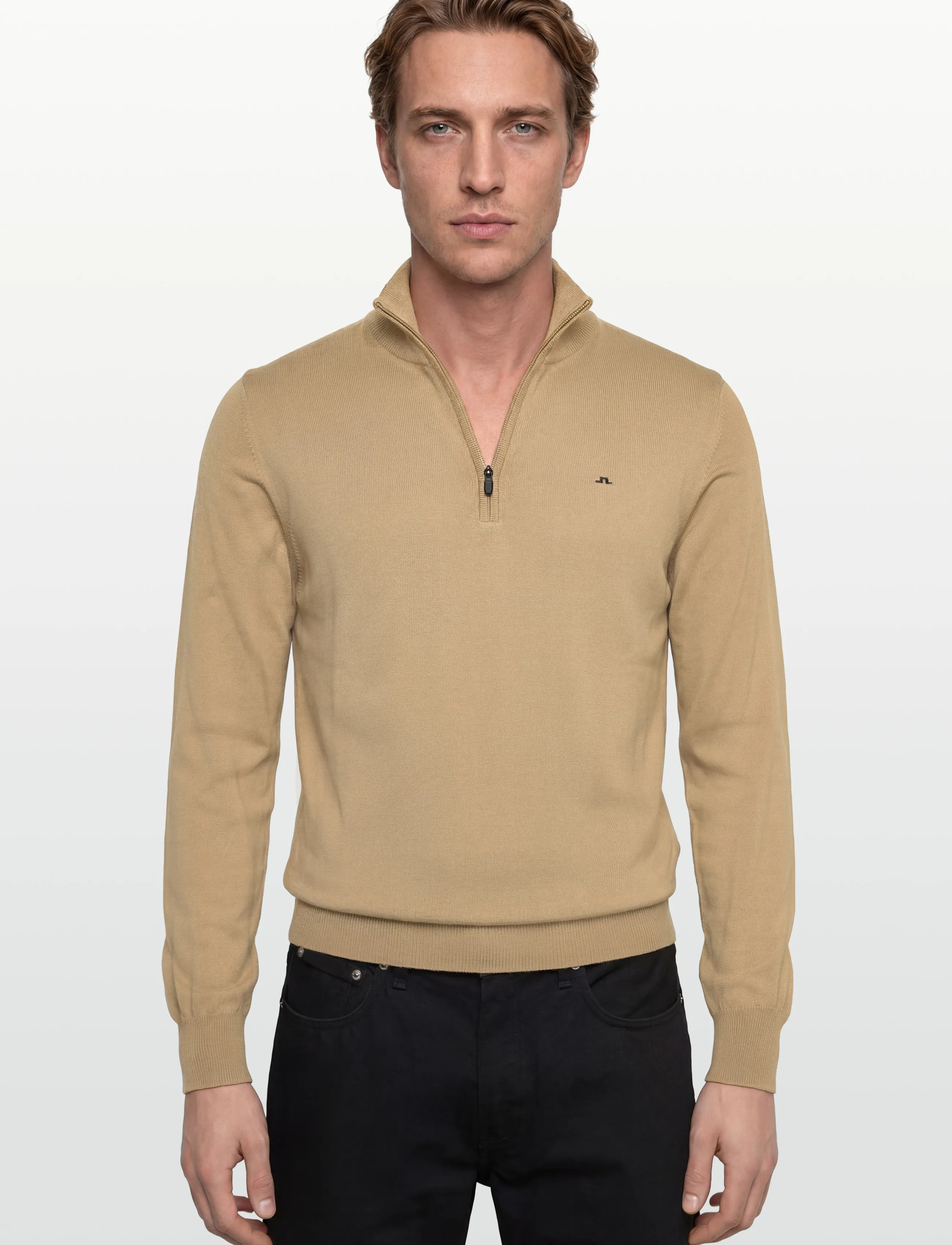 J. Lindeberg - M Cotton Quarter Zip - half zip jumpers - batique khaki - 3