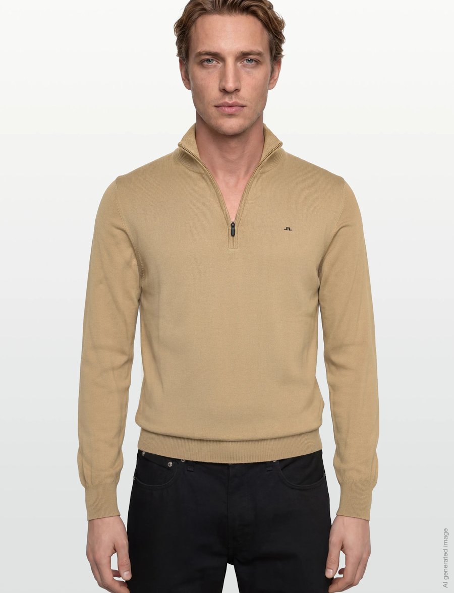 J. Lindeberg - M Cotton Quarter Zip - pullover mit halbem reißverschluss - batique khaki - 3