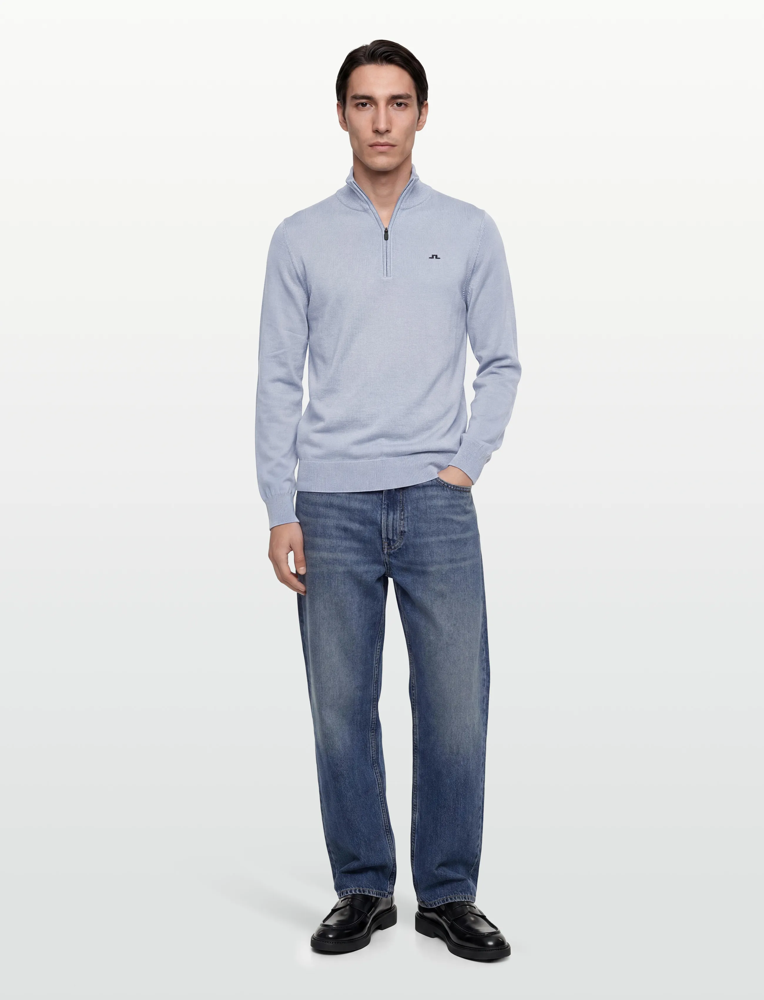 J. Lindeberg - M Cotton Quarter Zip - pullover mit halbem reißverschluss - rain washed - 0