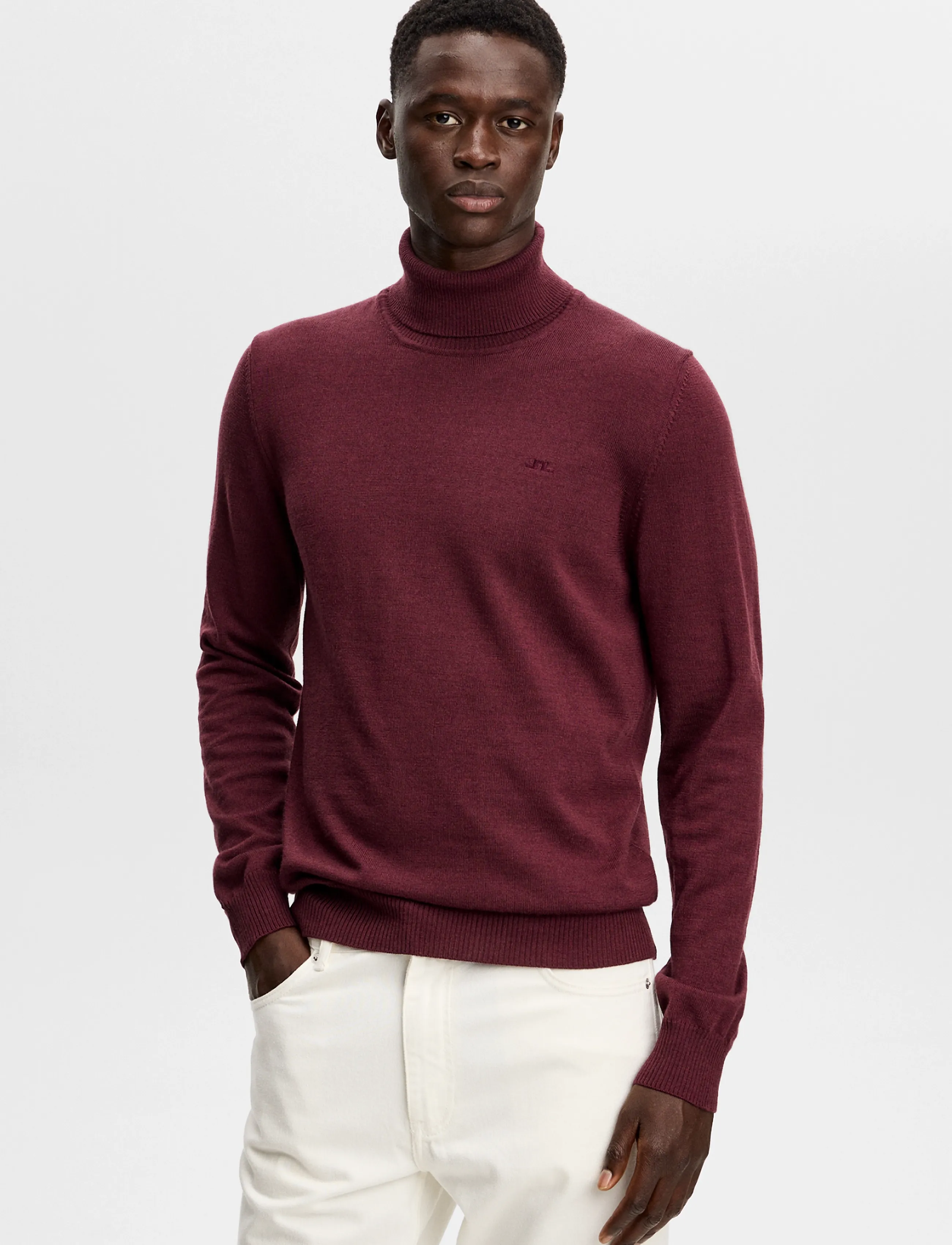 J. Lindeberg Kaden Merino Turtle Neck, XL, Knitwear, Burgunderrot - Turtlenecks, Männerswear