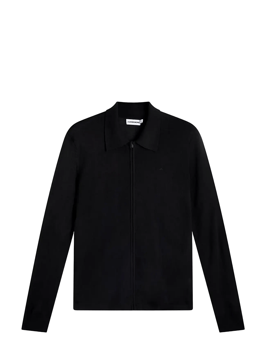J. Lindeberg - M MERINO FULL ZIP - pullover mit durchgehendem reißverschluss - black - 0