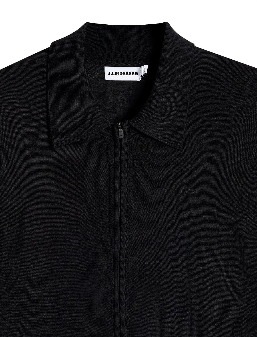 J. Lindeberg - M MERINO FULL ZIP - pullover mit durchgehendem reißverschluss - black - 1