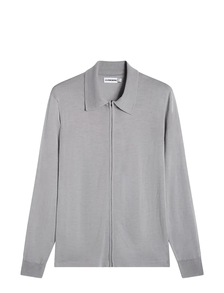J. Lindeberg - M MERINO FULL ZIP - pullover mit durchgehendem reißverschluss - mid grey melange - 0