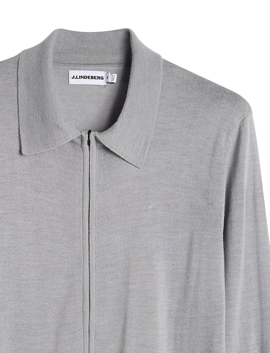 J. Lindeberg - M MERINO FULL ZIP - pullover mit durchgehendem reißverschluss - mid grey melange - 1