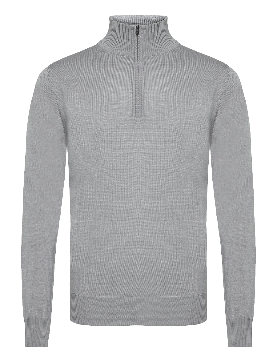 J. Lindeberg - M MERINO BLEND HALF ZIP - poolpika lukuga džemprid - mid grey melange - 0