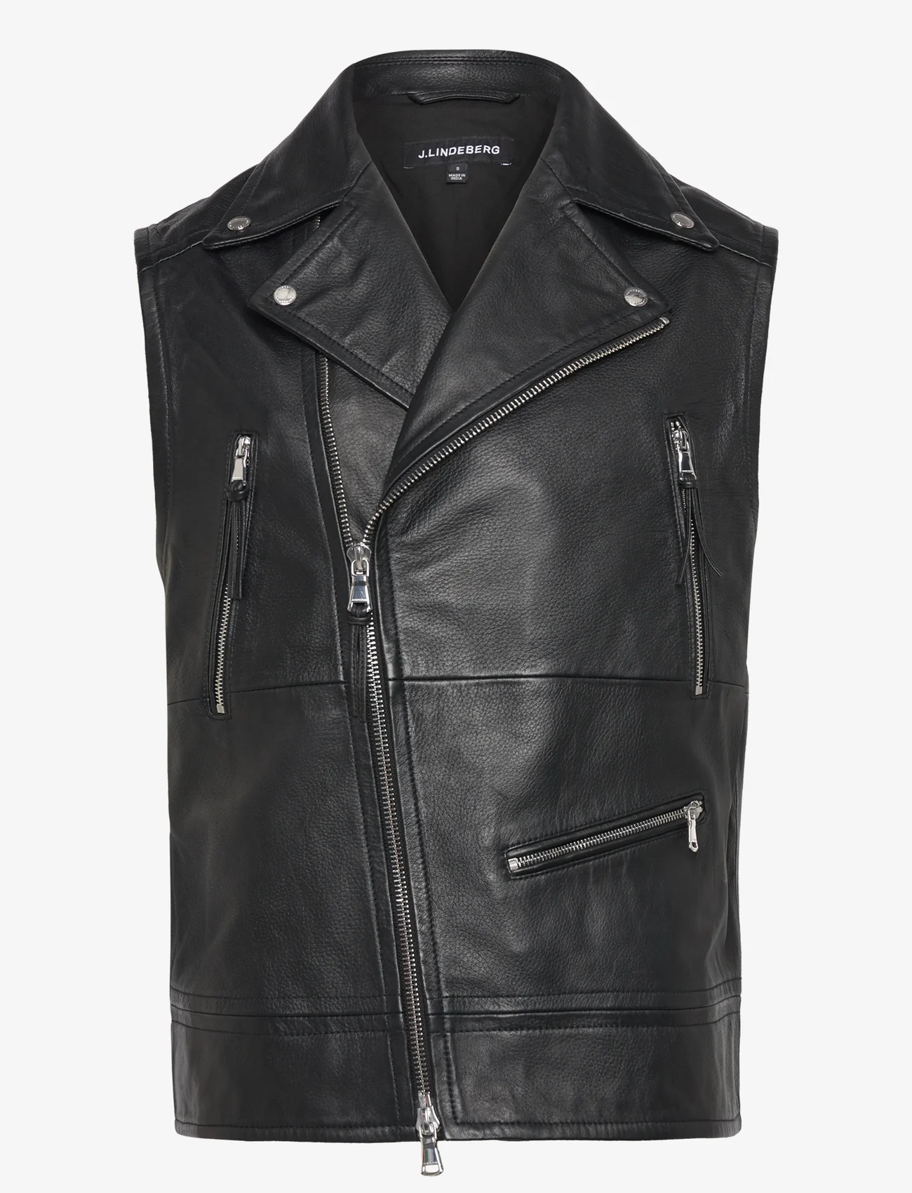 J. Lindeberg - Barrett Leather Biker Vest - spring jackets - black - 0